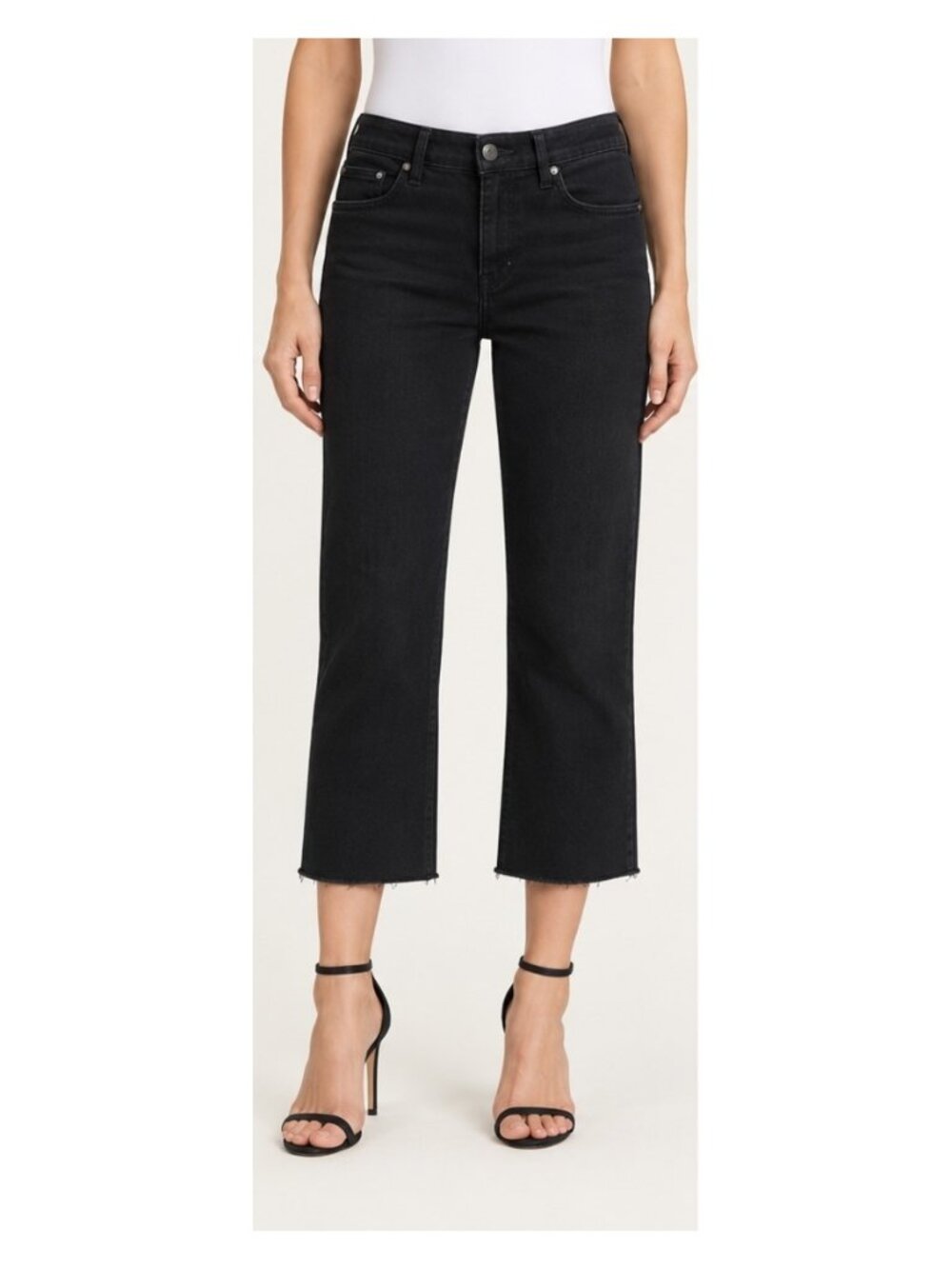 7 For All Mankind Kimmie Crop Jeans Black NBLK Size 23 NWT